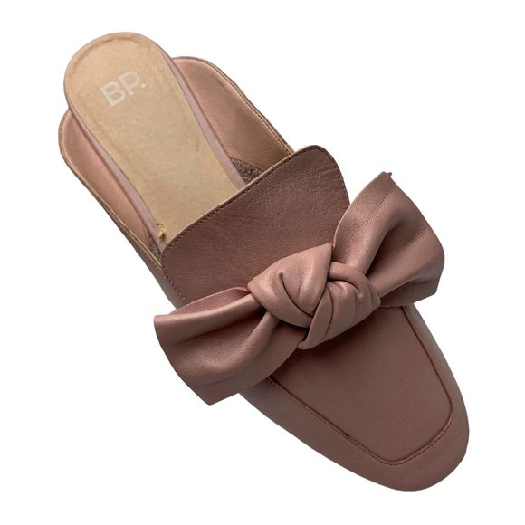 BP Nordstrom Maddy Bow Dusty Pink Leather Mules - Picture 2 of 10